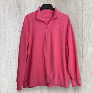 Vineyard Vines Pink Pique Quarter Zip Pullover XXL Whale Logo Preppy Easter Golf